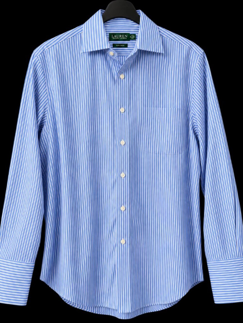 Lauren Ralph Lauren Mens French Cuff Dress Shirt 16 32/33 Blue Stripe Non Iron